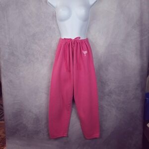 Vntg Y2K Victorias Secret PINK Sweatpants Womens Medium Pink Fleece Logo Joggers